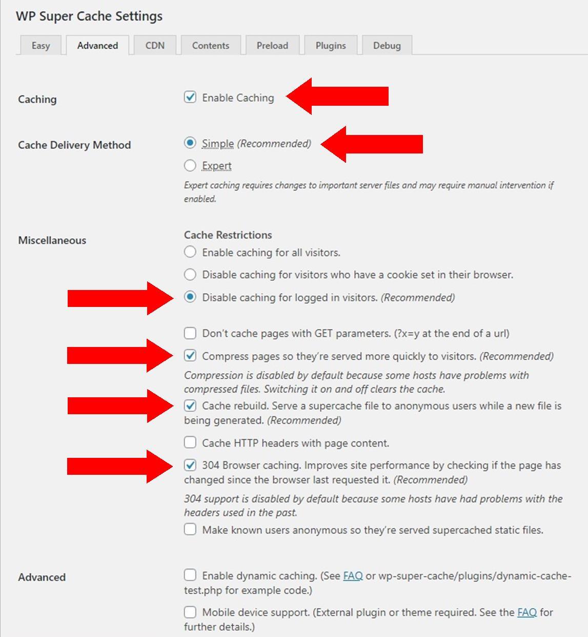WP Super Cache: Advance Tab Settings & Configuration for Beginner