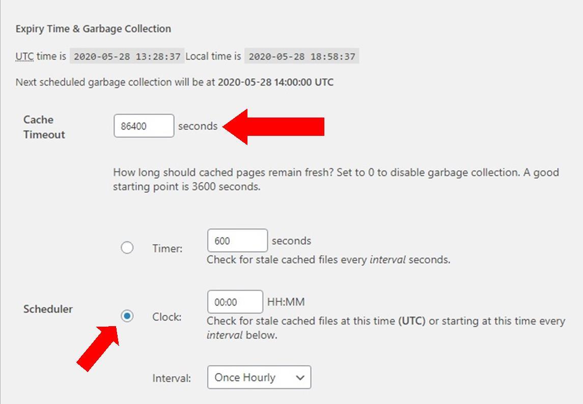 WP Super Cache - Expiry Time & Garbage Collection Settings